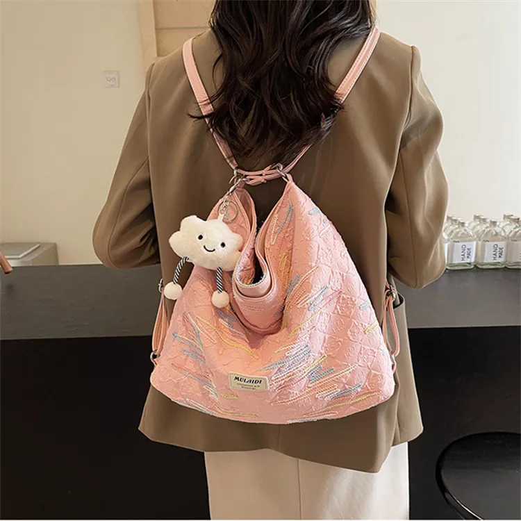 BALANG Fabric Shoulder Bag Regular Women's White/Black/Pink-5