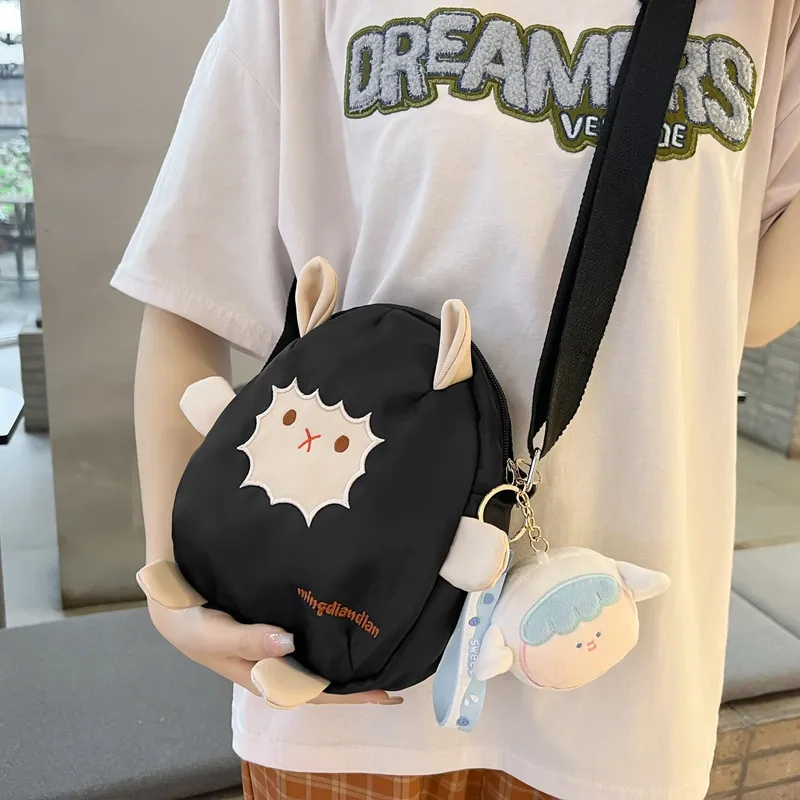 BALANG Nylon Lamb Bag, Crossbody Bag, Shoulder Bag Regular Women's Black/White/Khaki-2