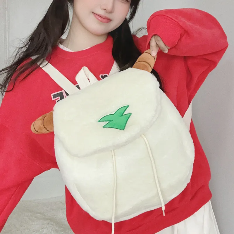 BALANG Faux Rabbit Fur Backpack Regular Women's White-1