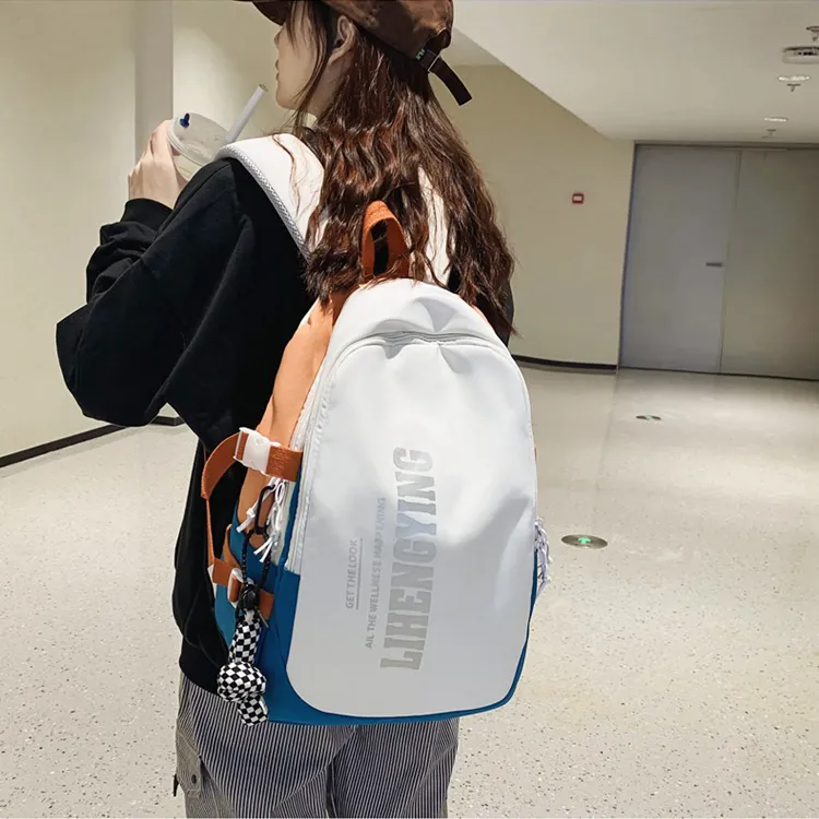 HCXK Nylon Backpack Unisex Black/Gray/Blue/Purple/Orange-16