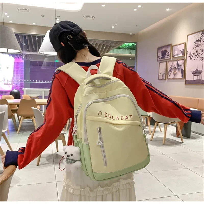 BALANG Nylon Backpack Unisex White Blue/Pink/Yellow Green/Black-8