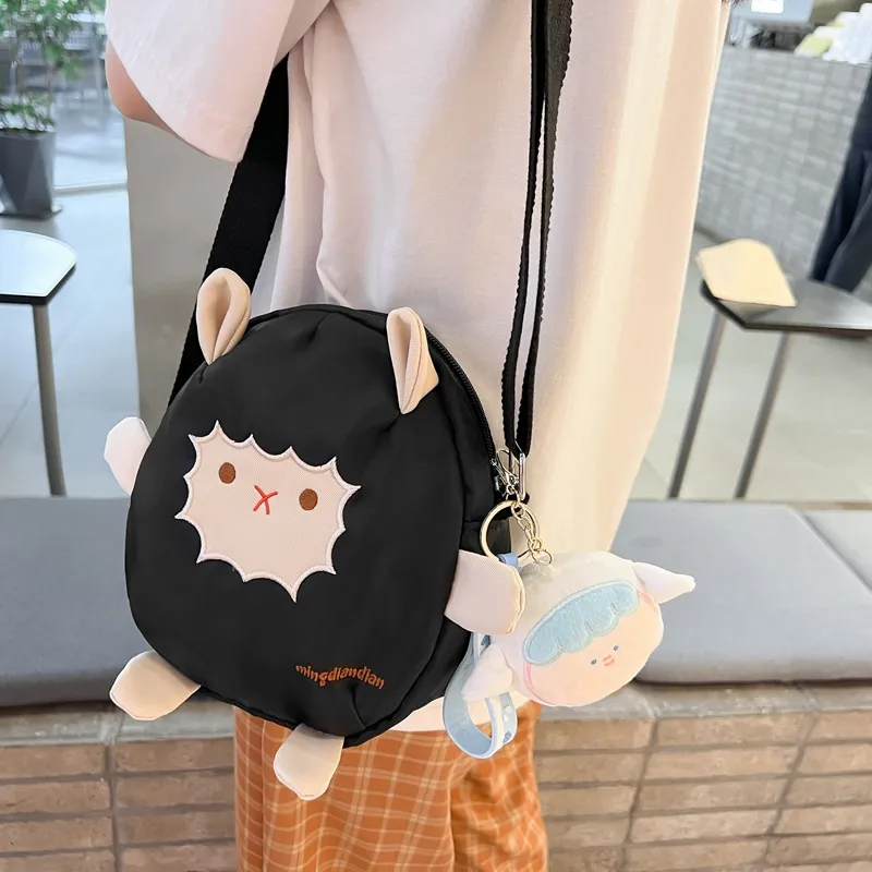 BALANG Nylon Lamb Bag, Crossbody Bag, Shoulder Bag Regular Women's Black/White/Khaki-1
