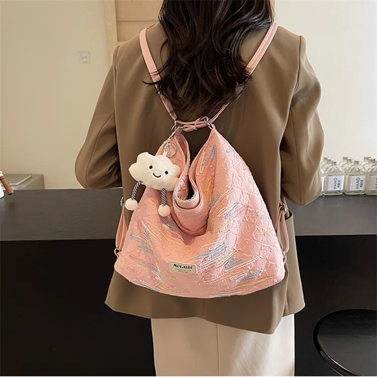 BALANG Fabric Shoulder Bag Regular Women's White/Black/Pink-4