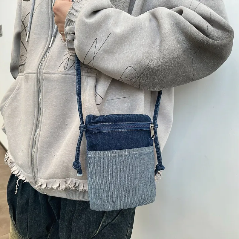 BALANG Denim Backpack Crossbody Bag Shoulder Bag Women's Light Blue & Color/Dark Blue & Color/Light Blue Solid Color-2