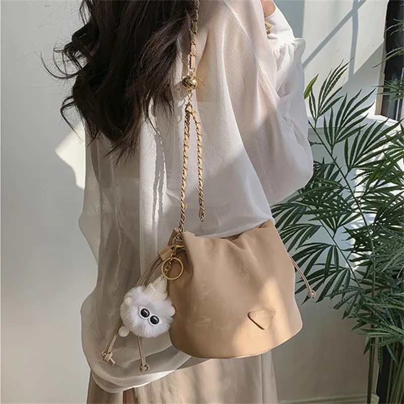 BALANG PU Shoulder Bag Women's Black/White/Pink/Khaki-14
