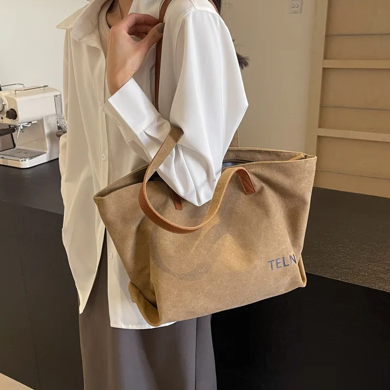BALANG Canvas Canvas Bag Tote Bag Handbag Shoulder Bag Regular Women's Ecru/Black/Khaki-8