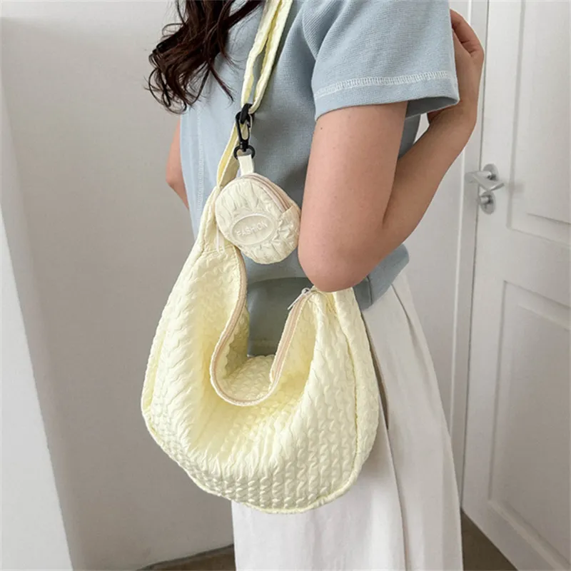 HCXK Canvas Crossbody Bag, Canvas Bag, Shoulder Bag Women's Yellow/White/Light Blue/Black/Pink/Light Yellow-1