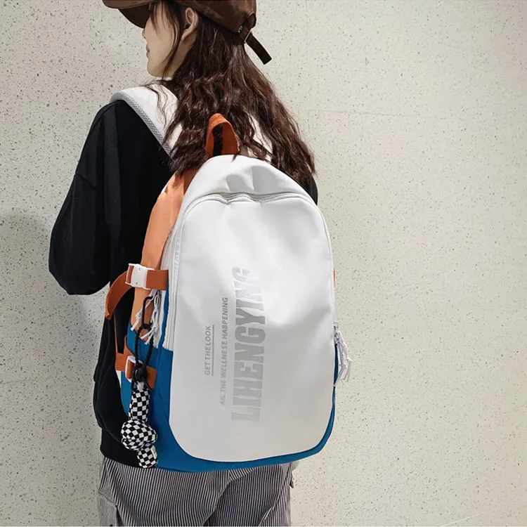 HCXK Nylon Backpack Unisex Black/Gray/Blue/Purple/Orange-18