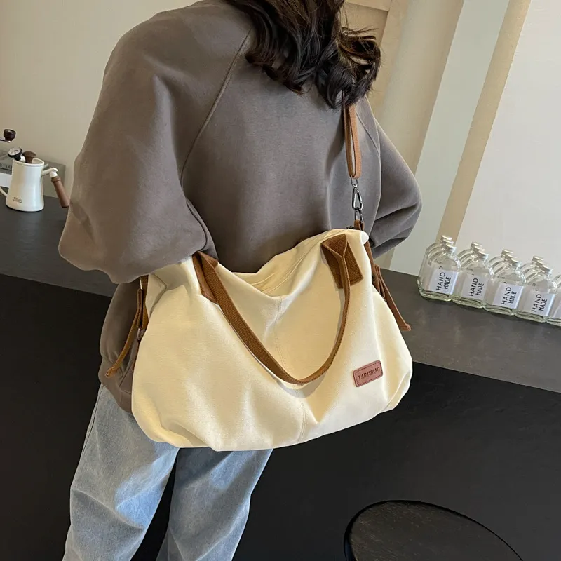 BALANG Fabric Tote Bag Shopping Bag Crossbody Bag Shoulder Bag Regular Women's Ecru Black Khaki-1