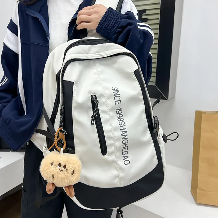 BALANG Composite Cloth Backpack Regular Unisex White Black & Color/Black-4