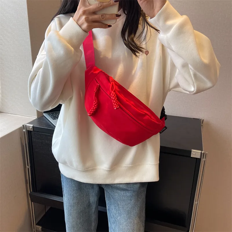 HCXK Canvas Crossbody Bag Regular Unisex Orange/Ecru/Pink/Red/Black-31