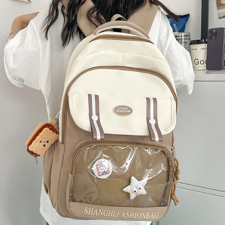 BALANG Composite Cloth Backpack Regular Unisex Black/Red/Coffee/Blue/Green-8