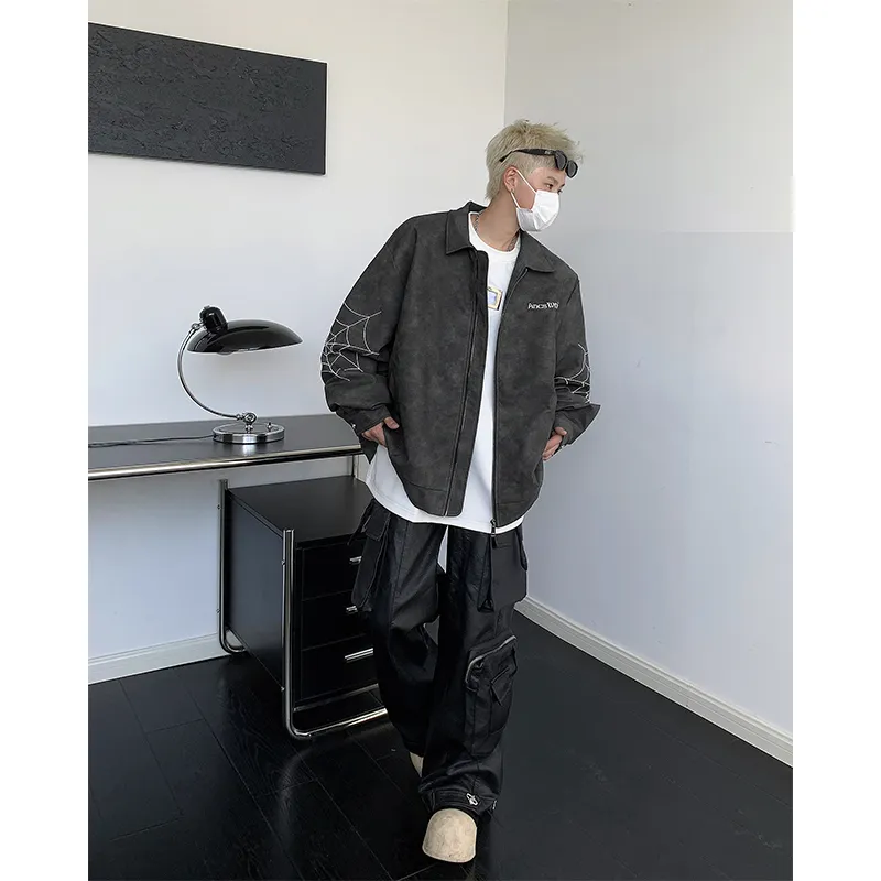 SOCKKEY Leather Jacket Unisex Black Gray Color-3
