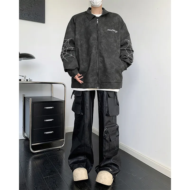 SOCKKEY Leather Jacket Unisex Black Gray Color-7