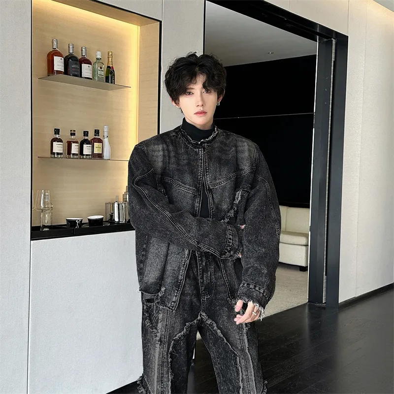 SOCKKEY Denim Jacket Unisex Black Gray-2
