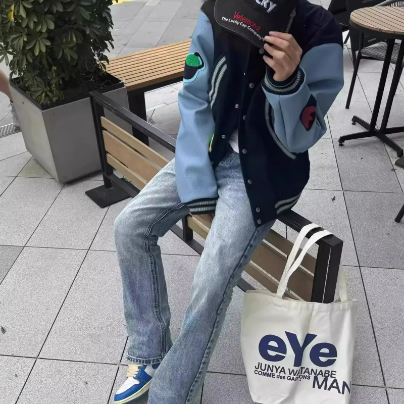 SOCKKEY Baseball Jacket Unisex Navy Blue-2