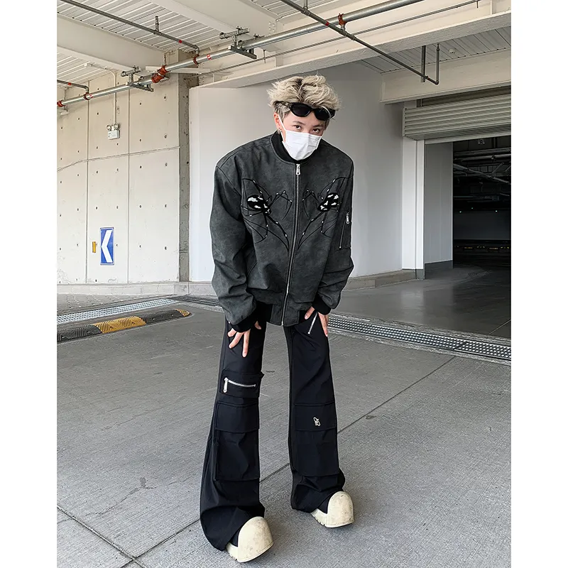 SOCKKEY Leather Jackets Coats Unisex Black Gray Color-7