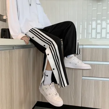 SOCKKEY Casual Pants Unisex Black[Full Opening Button Style]
