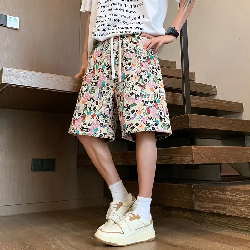 SOCKKEY Casual Shorts Unisex Embroidery Panda-5