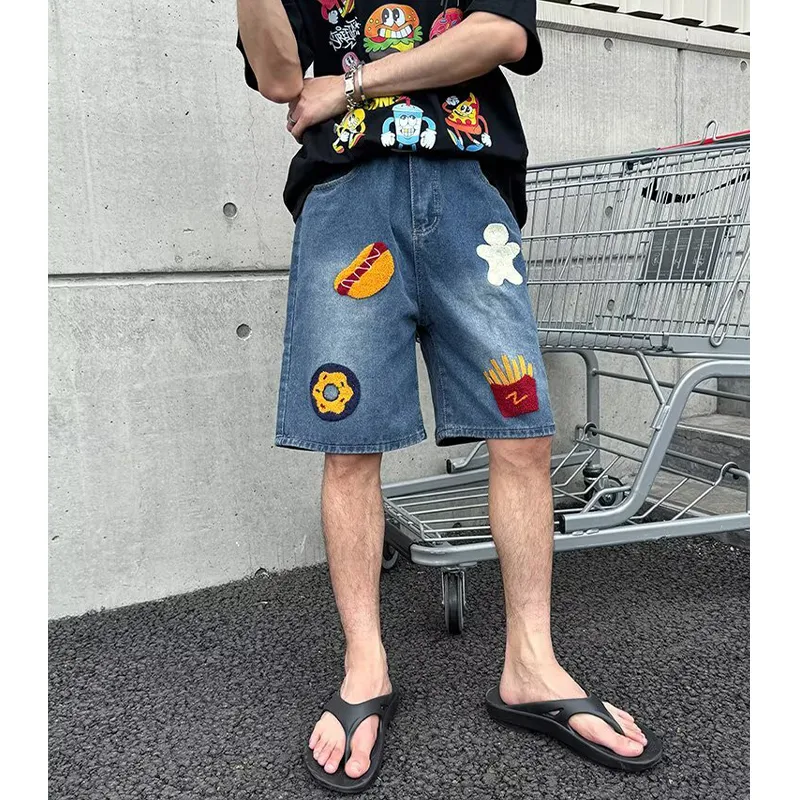 PAINT STAIN Denim Shorts Unisex-16
