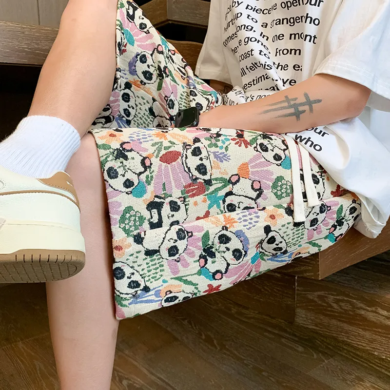 SOCKKEY Casual Shorts Unisex Embroidery Panda-6
