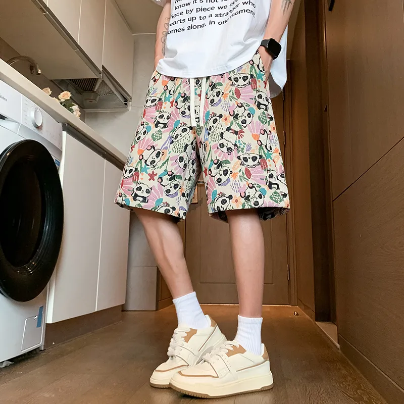 SOCKKEY Casual Shorts Unisex Embroidery Panda-4