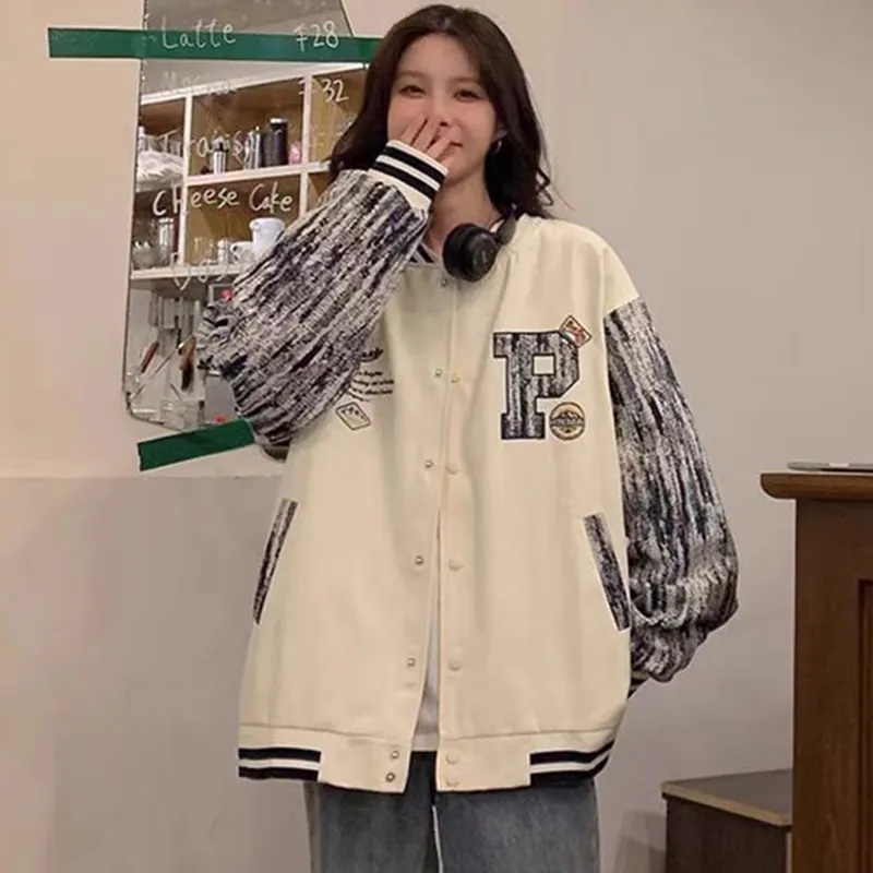 SOCKKEY Baseball Jacket Unisex Ecru-1