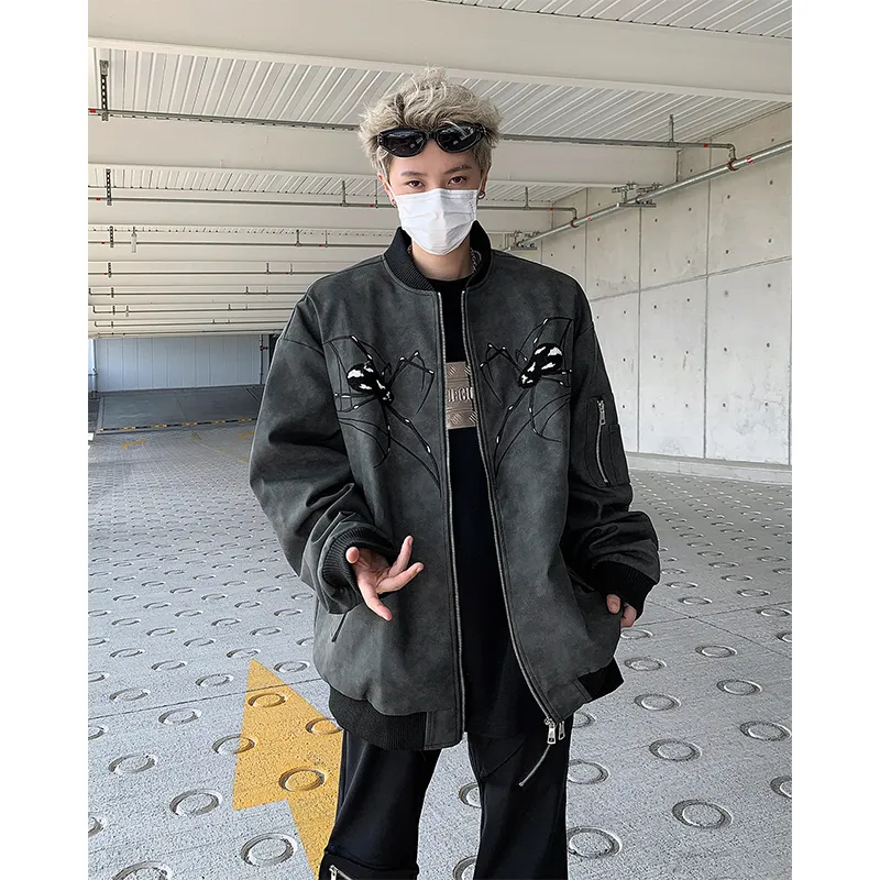 SOCKKEY Leather Jackets Coats Unisex Black Gray Color-4