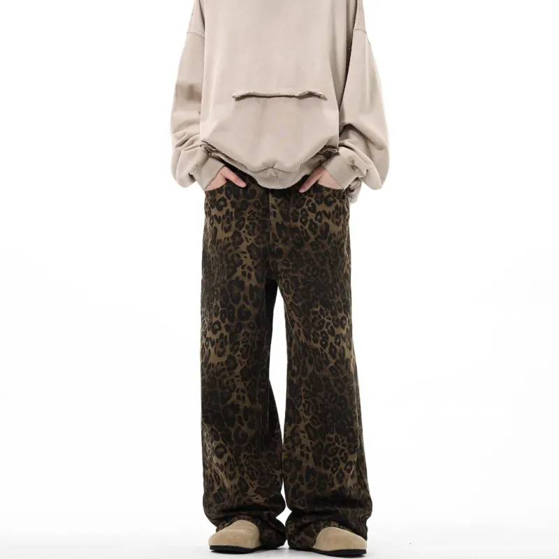 SOCKKEY Jeans Unisex Leopard Print-3