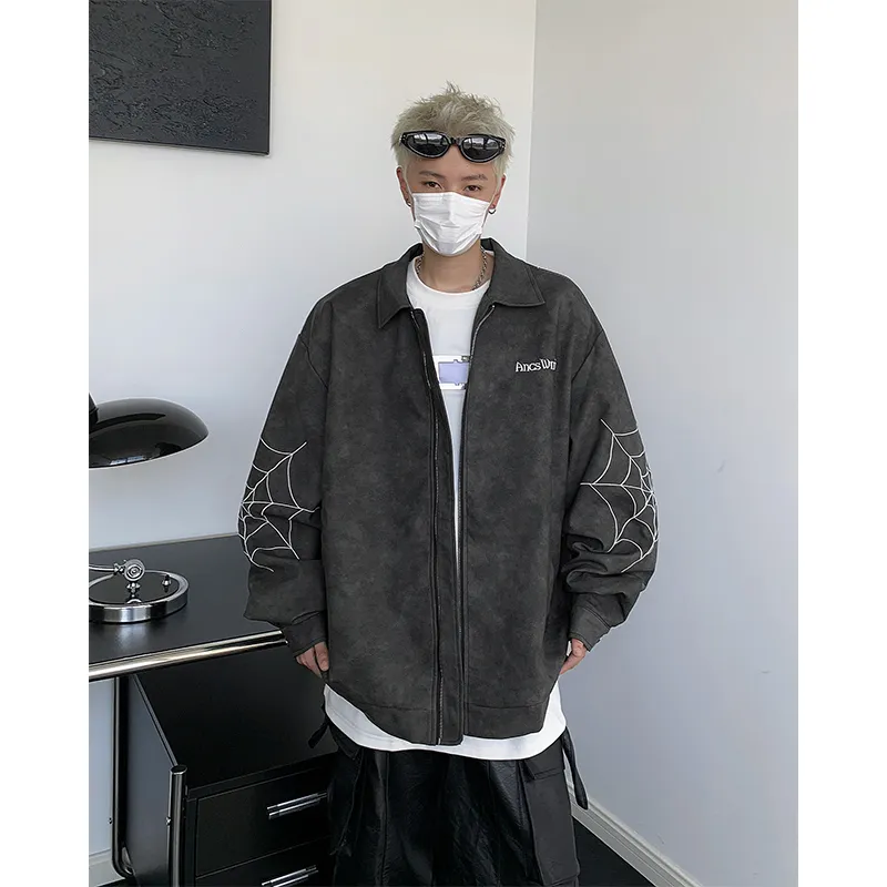 SOCKKEY Leather Jacket Unisex Black Gray Color-4