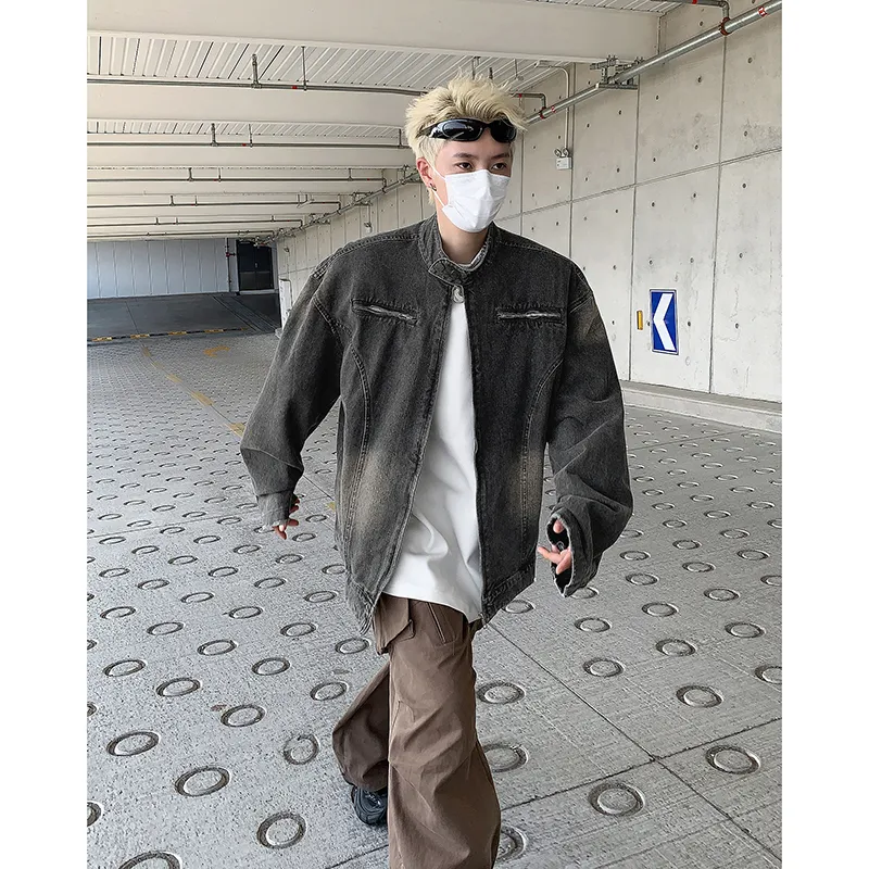 SOCKKEY Denim Jacket Unisex Black Gray Color-5