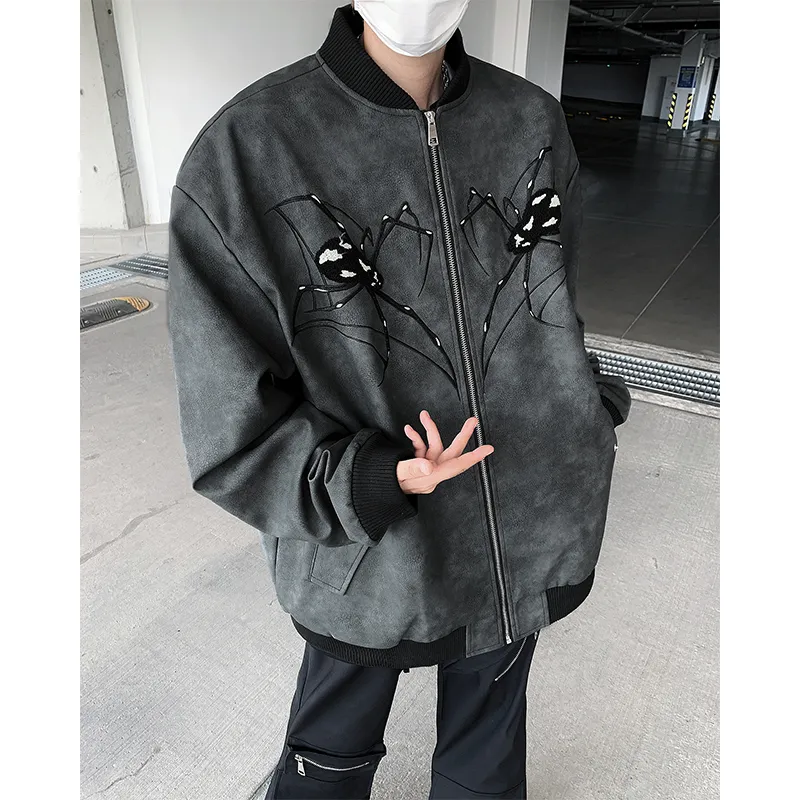 SOCKKEY Leather Jackets Coats Unisex Black Gray Color-3