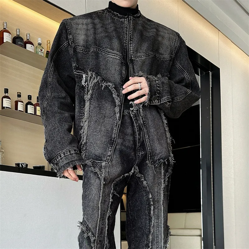 SOCKKEY Denim Jacket Unisex Black Gray-4