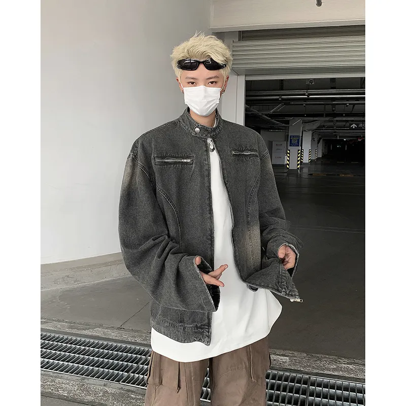 SOCKKEY Denim Jacket Unisex Black Gray Color-3