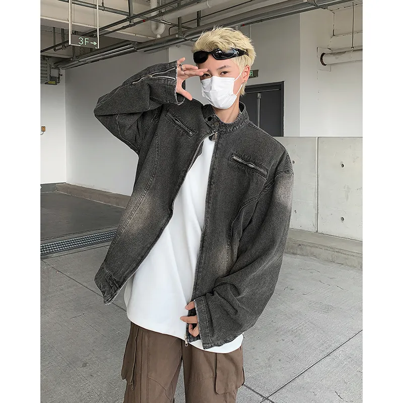 SOCKKEY Denim Jacket Unisex Black Gray Color-6
