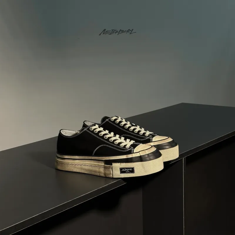 NEIGBORL Low Top Canvas Shoes Men's Black-1