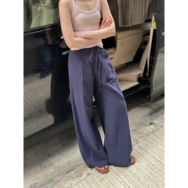 UNRETRO Casual Pants Women's Navy Blue-2