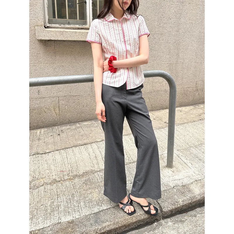 UNRETRO Suit Trousers Women's Dark Gray Stripes-3