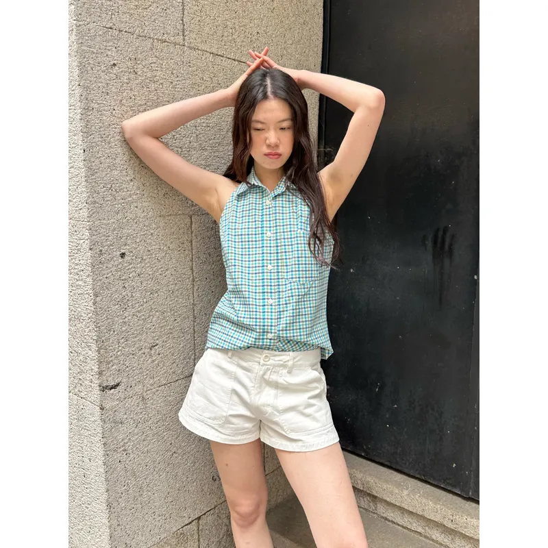 UNRETRO Shirts Women's Green Plaid-3