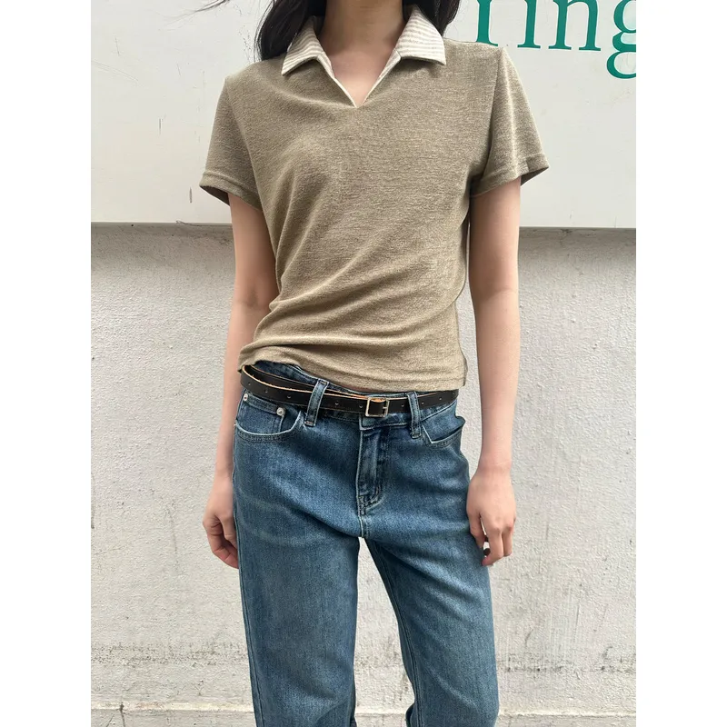UNRETRO Polo Shirts Women's Light Coffee-2