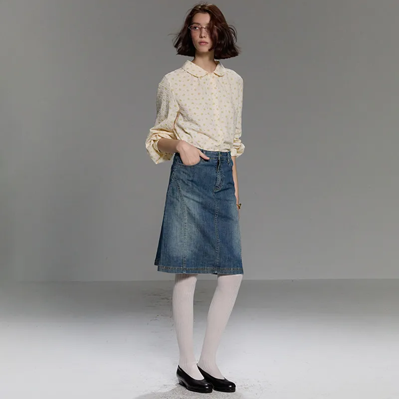UNRETRO Denim Short Skirts Women's Denim Blue-2