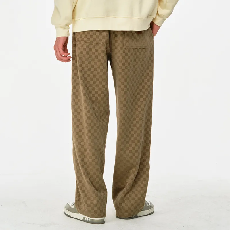 MATCHA STORY College Series Casual Pants Unisex Coffee Plaid-5