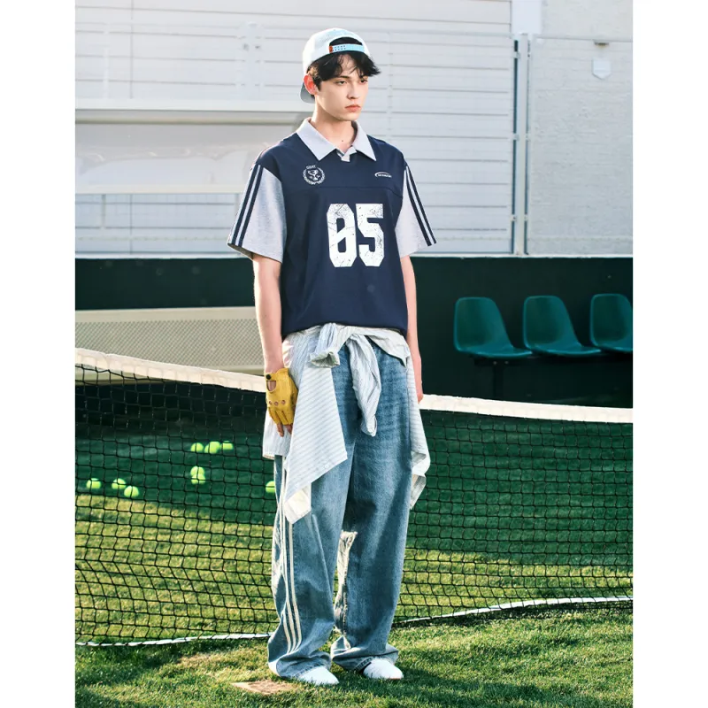 MATCHA STORY College Series Polo Shirt Unisex Navy Blue-5