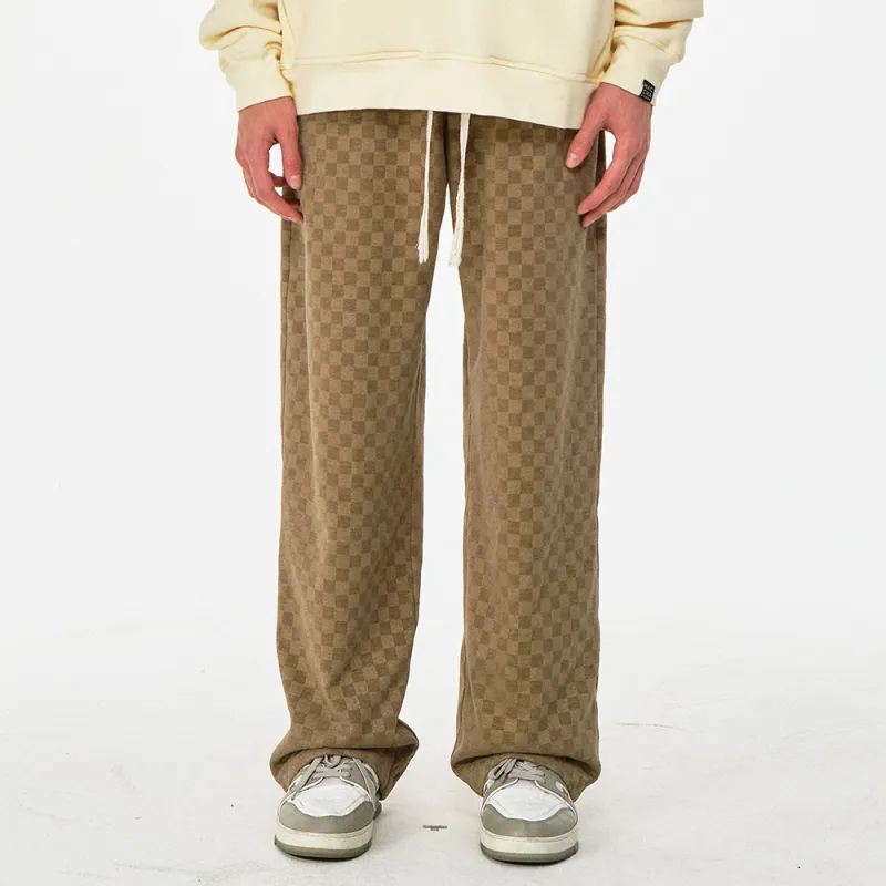 MATCHA STORY College Series Casual Pants Unisex Coffee Plaid-2