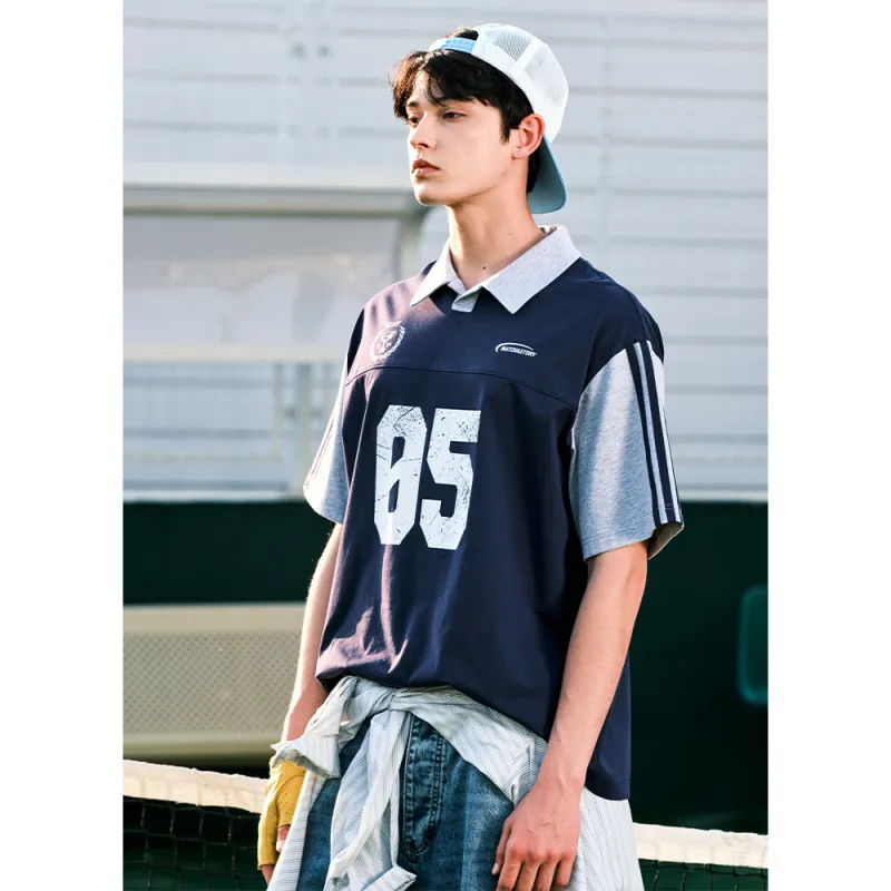 MATCHA STORY College Series Polo Shirt Unisex Navy Blue-3