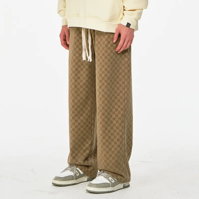 MATCHA STORY College Series Casual Pants Unisex Coffee Plaid-4