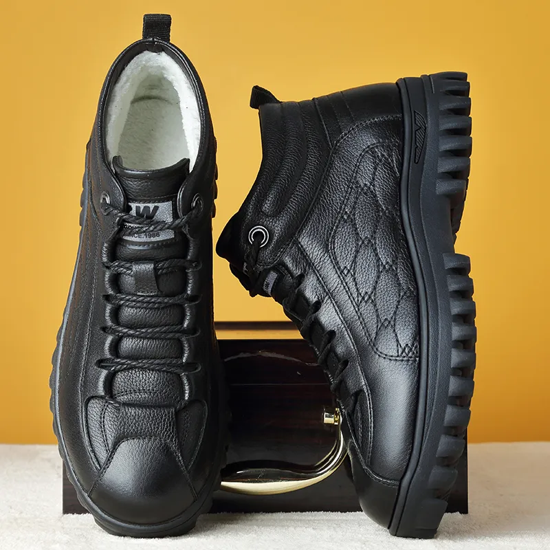 Bindu Casual Leather Shoes Men's Black-3