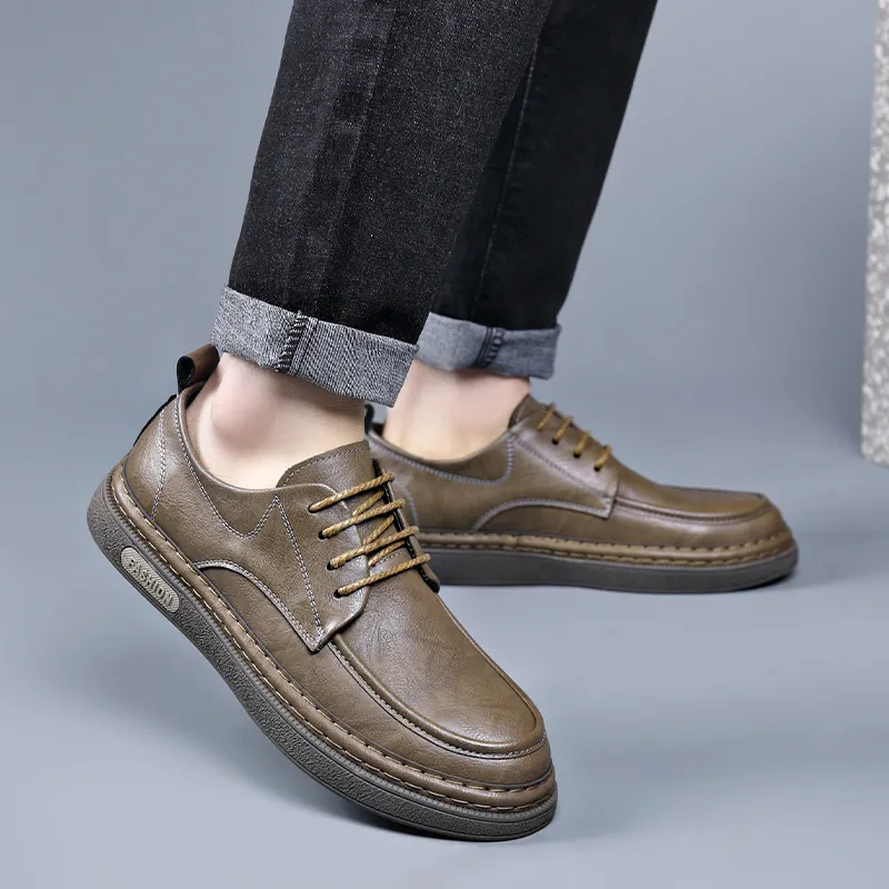 Bindu Men's Casual Shoes Men Low Top Brown/Gray-2
