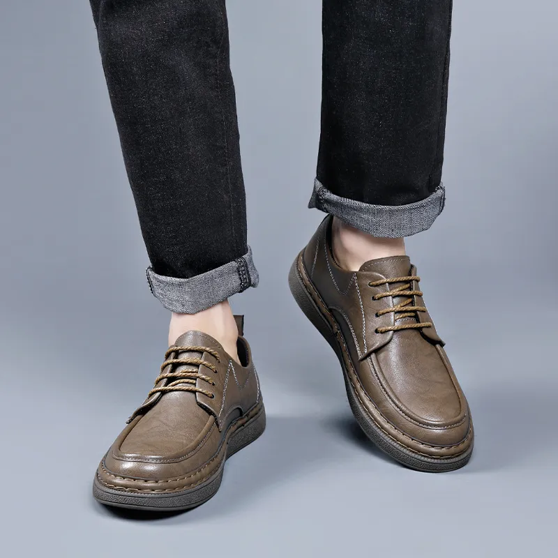 Bindu Men's Casual Shoes Men Low Top Brown/Gray-3