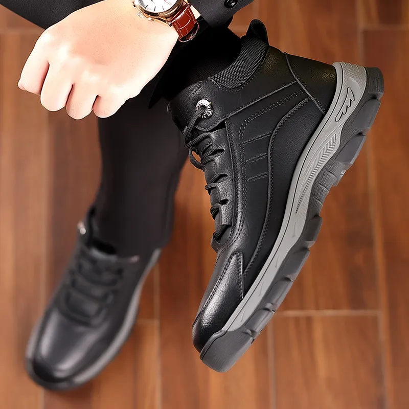 Bindu Abrasion Resistant Mid Top Casual Shoes Men's Black-2
